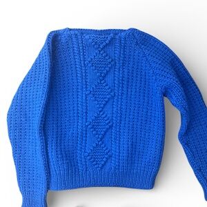 Vintage Hand knit  Blue Cable Knit Sweater - approx size medium-large women’s